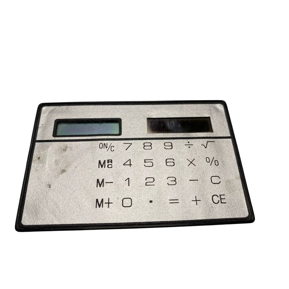 Vintage Solar Calculator Silver Black Retro Desk Gadget Collectible 1980s Style